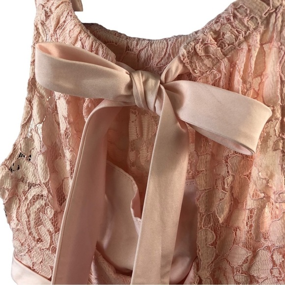 Davids Bridal Sleeveless Lace Dress Girl 6 Pink Lined Modified Halter - Picture 6 of 10